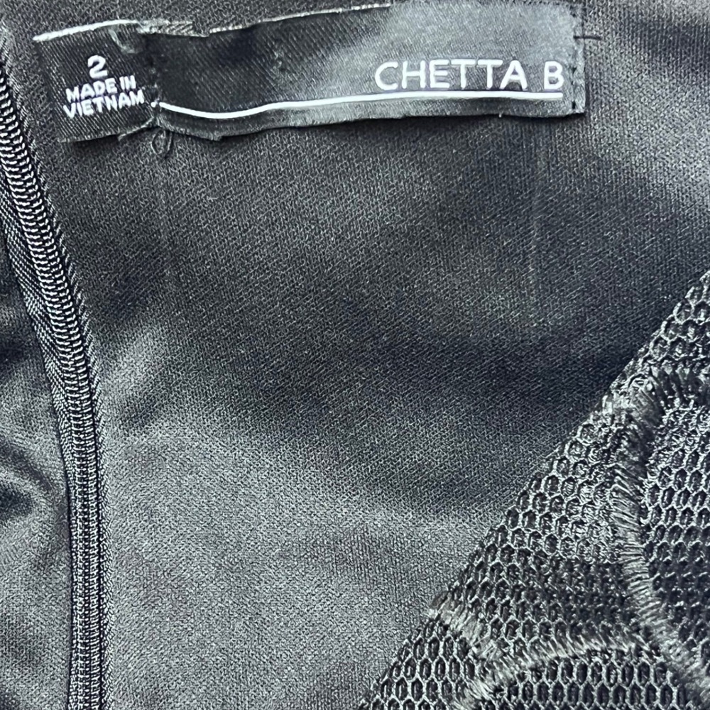 Chetta B Fit & Flare Dress Size 2 Black Floral Mesh Lace Overlay Sleeveless‎ NEW - Picture 5 of 11